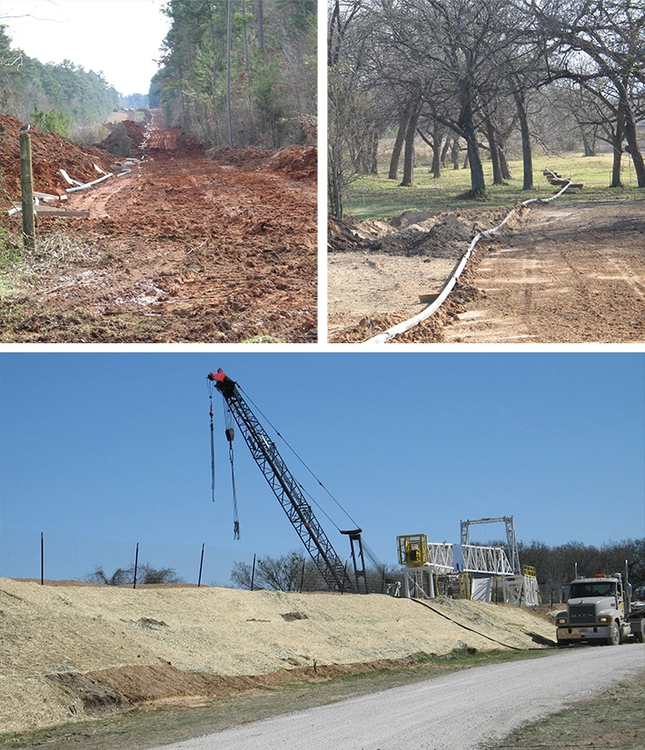 A collage of photos showing construction and road work.