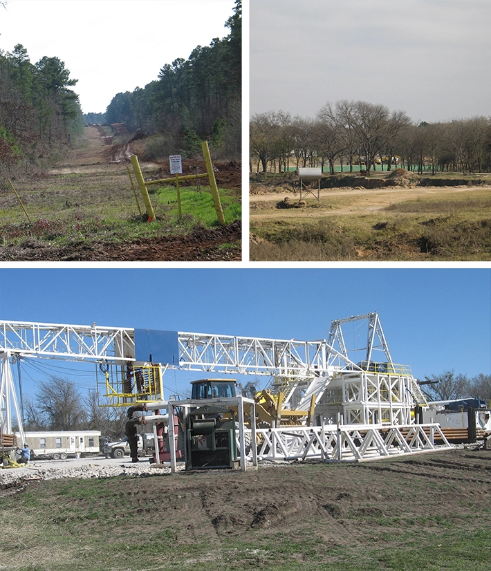 A series of photos showing different stages in construction.